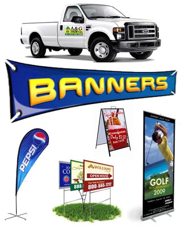Banners, yard signs and vehicle lettering